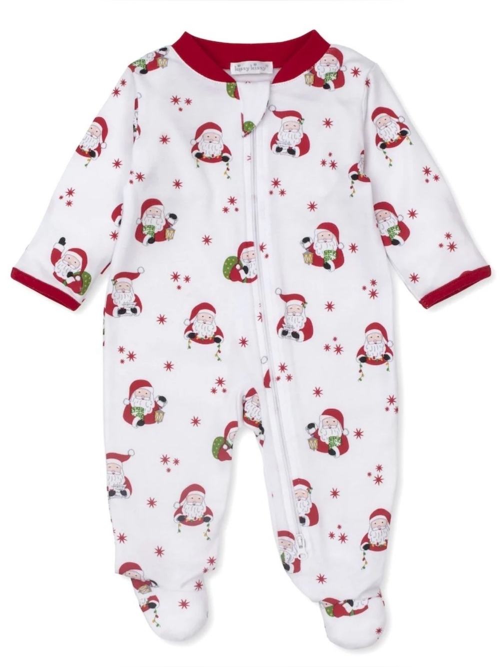 KISSY KISSY Pima Cotton Santa Print Footie - 6-9M